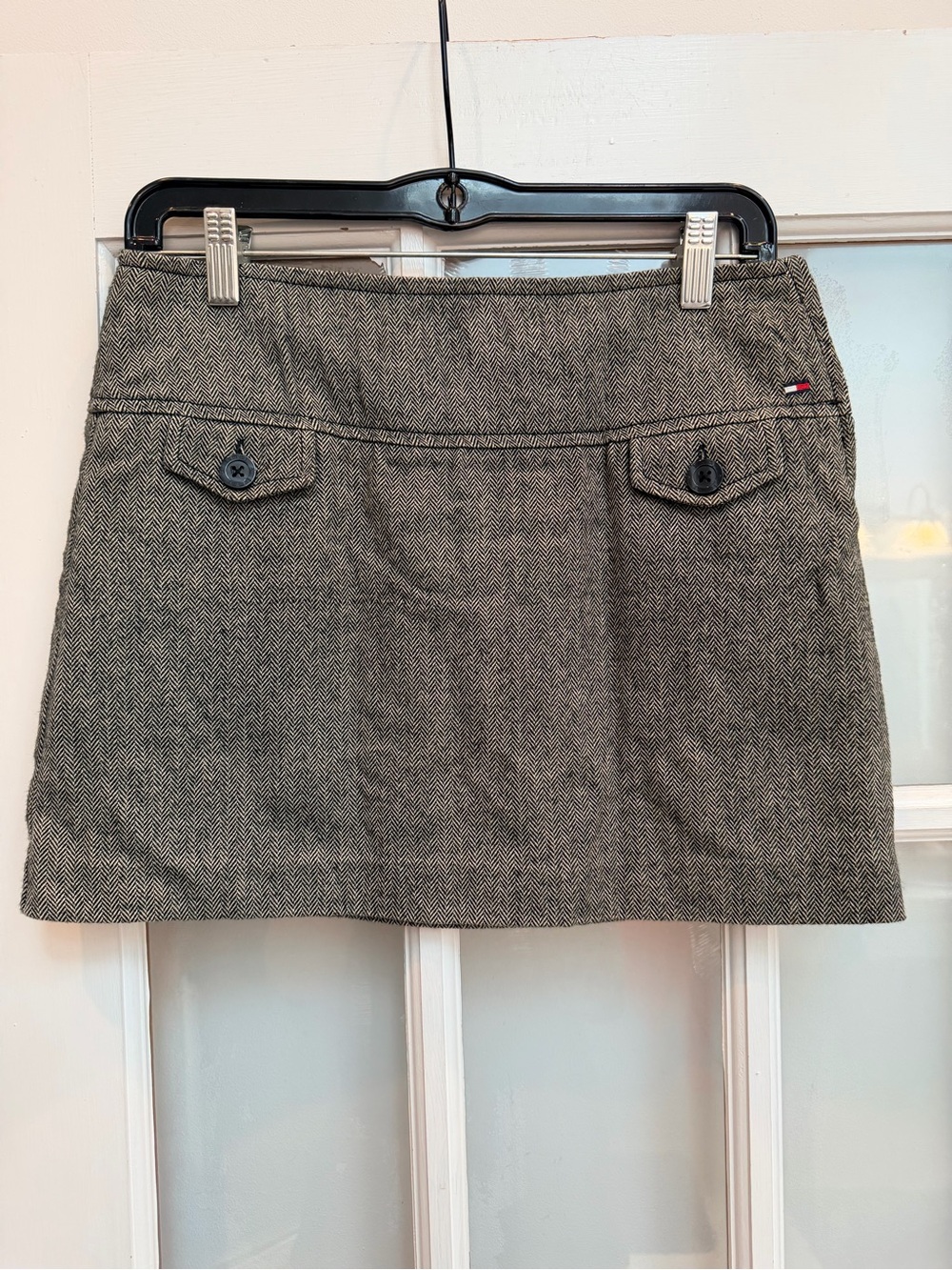 Vintage Tommy Jeans Tommy Hilfiger Y2K ‘03 Wool Herringbone Mini Skirt Size 3